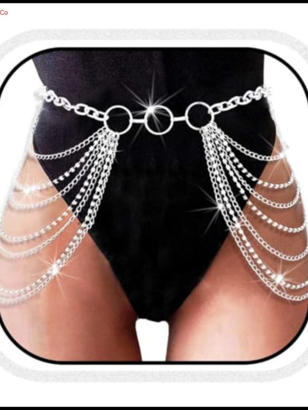 Rhinestone Body Chain Belt Layered Waist Jewelry Punk Style for Women
